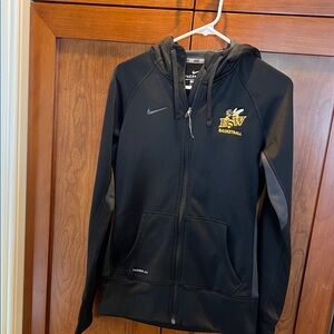 Nike Therma-Fit Black and Gray Zip-Up Hoodie Small B-W College Basketball